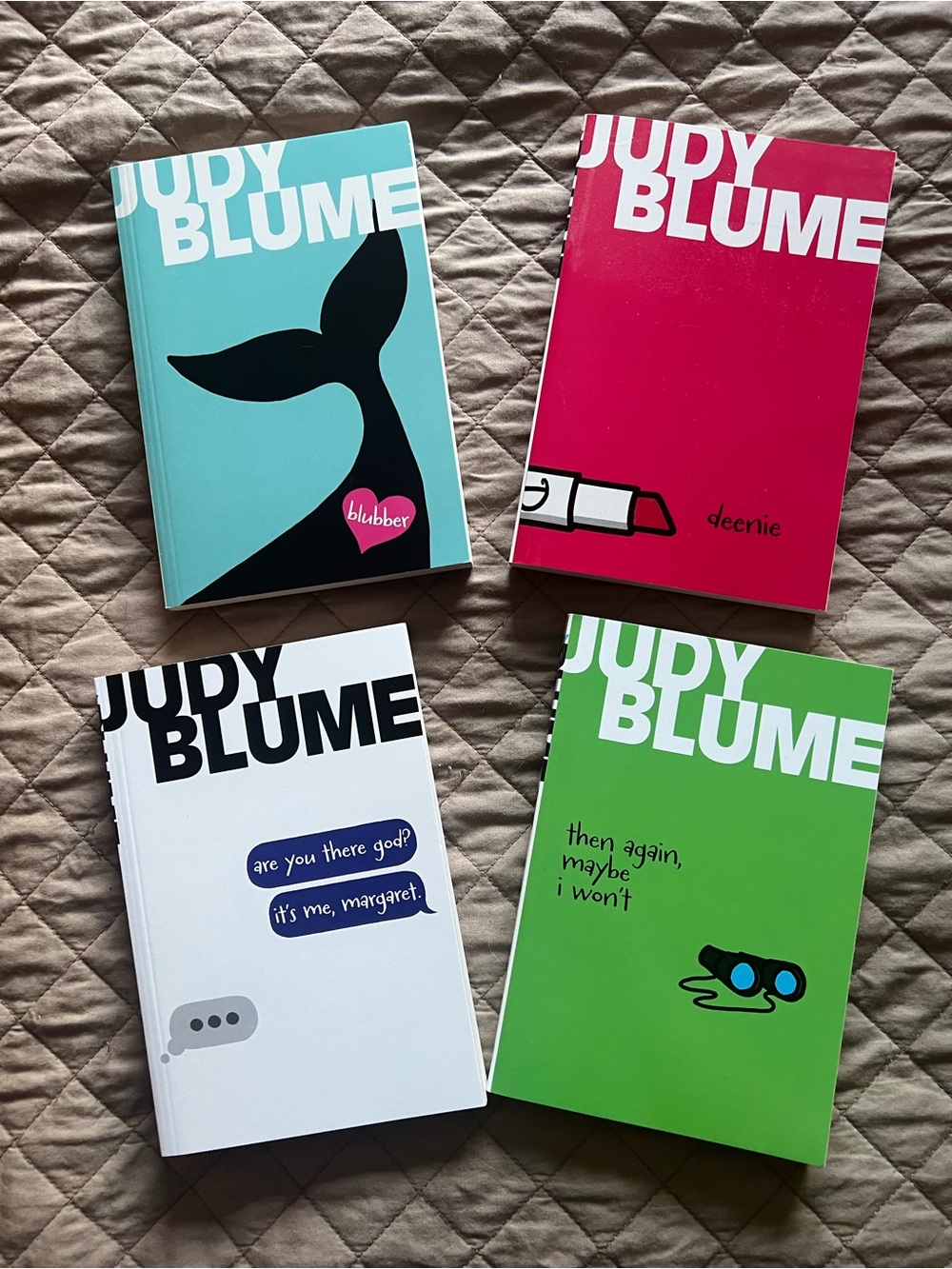 Judy Blume Paperback Book Set - Aqua, Pink, White, Green Covers
